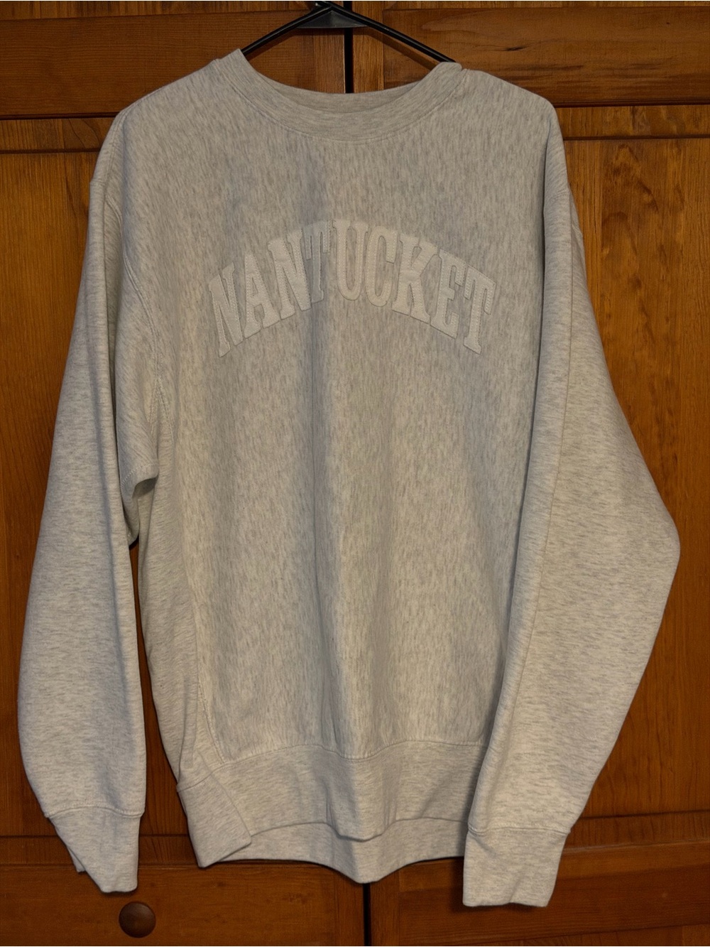 Oversized Heather Gray & White Nantucket Crewneck